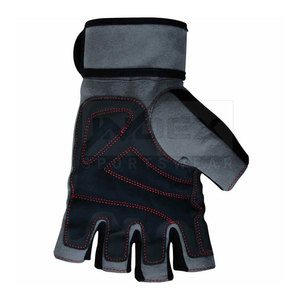 Guantes de Gimnasio de Medio Dedo con Índice, Material PU, Correa de Muñeca Ajustable, para Levantamiento de Pesas, Unisex, Gris, Rojo, Negro - Product Image 4