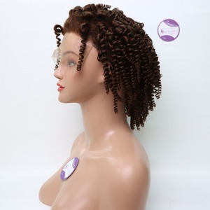 Peluca de cabello humano de alta calidad, peluca Frontal de encaje de 13x4 pulgadas, 18 pulgadas, rizado profundo, Color marrón oscuro, cutícula alineada - Product Image 3