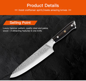 Cuchillo de chef afilado forjado hecho a mano, cuchillo de cocina de hoja afilada Premium profesional de acero de Damasco de Pakistán, mango de madera - Product Image 4