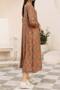 Women's Autumn Casual Eco-Friendly 100% Linen Dress Best Quality Material <b>Lace</b> Button Decorations Customized Printed Dupatta - Product Image 5