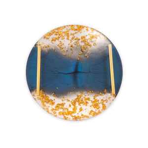 Meilleures ventes Gani Craft Impex Plateau de service en bois et résine de marbre avec poignée en métal au design arrondi Plateau de service décoratif pour aliments - Product Image 4