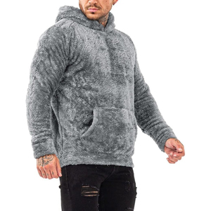 Custom Logo Pullover Hoodies Men <b>Thick</b> <b>Fleece</b> Heavyweight Sherpa Faux Fur Lined Latest Design Embossed Printing French Fabric - Product Image 6
