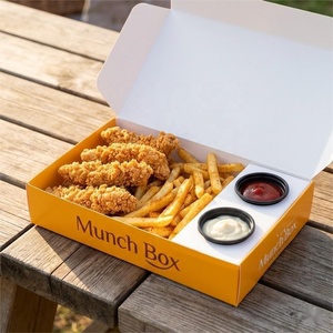 กล่องมันช์บ็อกซ์แบบกำหนดเอง กล่องขนมเกรดอาหารพร้อมพิมพ์โลโก้สำหรับซื้อกลับบ้าน - Product Image 6