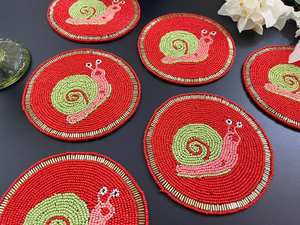 Handmade Portable <b>Glass</b> Beaded <b>Coasters</b>-Classic Drink <b>Coasters</b> with Polyester Backing (4x4 Inch) for Church & Religious Gifts - Product Image 2