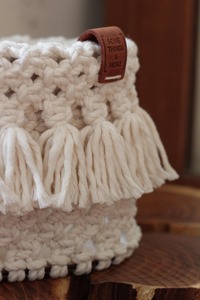 Pair of White Macrame Storage Baskets Elegant Home Organizer for Living Room <b>Bedroom</b> Playroom Practical and Decorative - Product Image 6