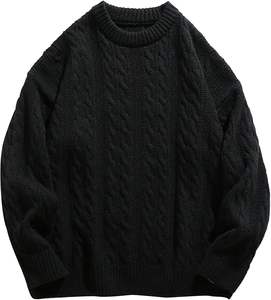 Pull en tricot décontracté pour homme W9592Y Knzhee Industry, anti-rides, anti-bouloches, respirant, fin, 100% coton, ample, uni, hiver - Product Image 3