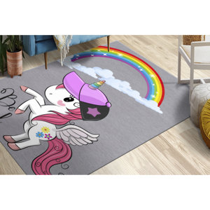 Alfombra de Unicornio Arcoíris: Decoración para Cuarto Infantil, Alfombra Suave con Pelo Largo - Product Image 4