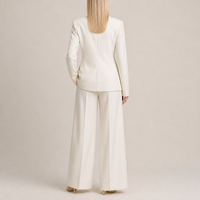 Ensemble tailleur élégant 2 pièces pour femme : Blazer à revers cranté et pantalon taille haute à jambes larges – Tenue de bureau – Fabricant sur mesure