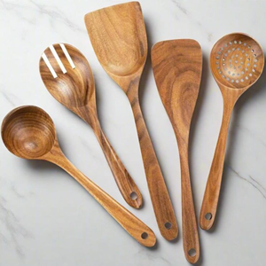 Nice Style Set of Acacia Wooden <b>Kitchen</b> Cooking <b>Utensil</b> Set with <b>Holder</b> High Quality Acacia Wood <b>Kitchen</b> <b>Utensils</b> From Vietnam - Product Image 4