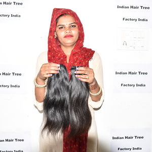 100% Naturel Noir Droite Vietnamien Vierge Temple Extensions de Cheveux Humains Double Trame Matière Première Aucune Vague Chimiquement Naturelle - Product Image 2