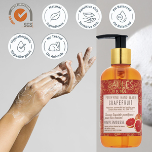 Savon liquide hydratant pour les mains à l'aloe vera et au parfum de pamplemousse, nettoyant quotidien doux à la glycérine pour une peau douce et saine - Product Image 3