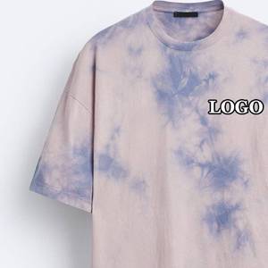 Custom 2025 Tie Dye cuello redondo Camiseta de los hombres de verano superior degradado de manga corta de gran tamaño de corte suelto 100% algodón anudado - Product Image 5