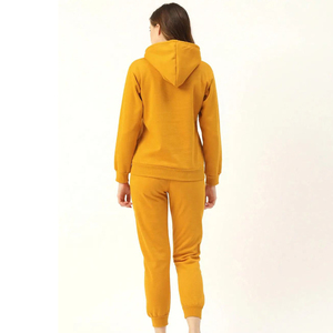 Survêtement en molleton pour femmes grande taille fabriqué en usine, streetwear, séchage rapide, respirant, coton polyester, logo personnalisé, couleur jaune - Product Image 4