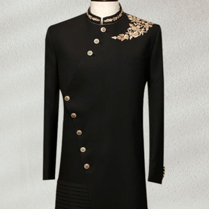 TRENDY---STYLISH EMBROIDERY on BLACK SHERWANI & <b>PANT</b> & MATCHING SHOE WITH DRESS for PARTY-WEAR/WEDDING @ 2023 - Product Image 1