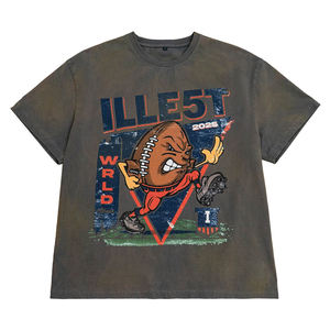 Camiseta de punto para hombre con lavado ácido TOP SHOW al por mayor, de alta calidad, con gráfico personalizado, efecto desgastado, algodón lavado, impresión DTG, estilo vintage - Product Image 2