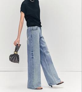 Air Blue Early Spring <b>High</b> <b>Waist</b> Loose Fit Straight Leg Casual Denim <b>Jeans</b> Breathable Washed Solid for Summer - Product Image 3