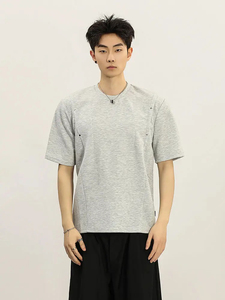 T-shirts haut de gamme pour hommes T-shirt uni personnalisé coupe ample 100% coton vierge impression simple - Product Image 3
