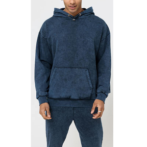 Ensemble de survêtement à capuche en coton lourd décontracté pour homme, coupe régulière, uni, pour l'hiver - Product Image 4
