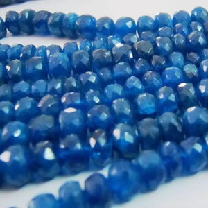Cuentas azules facetadas Rondelle de apatita de neón natural 5-7mm hebra graduada 8 pulgadas de largo para la fabricación de joyas - Product Image 1