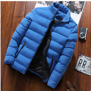 Chaqueta cálida de calidad para hombre, cuello levantado, prendas de vestir exteriores informales de invierno, 100% de poliéster, sólido, grueso, liso, teñido, impermeable - Product Image 6