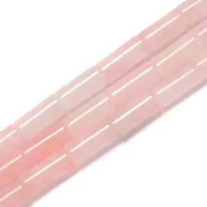 Stenen Buis Kralen Rose Kwarts Buis Cilinder Streng Genezing Kristal Edelsteen Kristallen Sieraden Maken Natuursteen