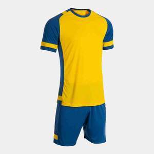 Jersey de fútbol amarillo y azul, uniforme de fútbol de poliéster 100%, ropa de equipo de alta calidad, conjuntos de corte automatizado, venta completa personalizada - Product Image 1