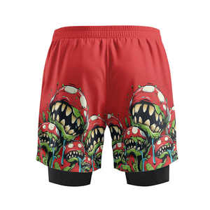 Envío Directo logotipo personalizado gimnasio entrenamiento correr Atlético Mma impermeable hombres compresión 2 en 1 pantalones cortos de playa - Product Image 6