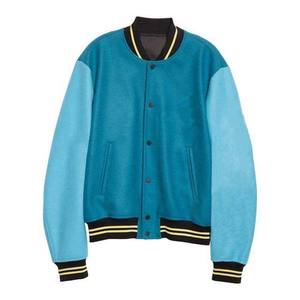 Chaquetas de hombre de béisbol universitario con logotipo personalizado OEM, chaquetas de ropa de hombre de diseño personalizado con manga de cuero de lana de Color sólido - Product Image 4