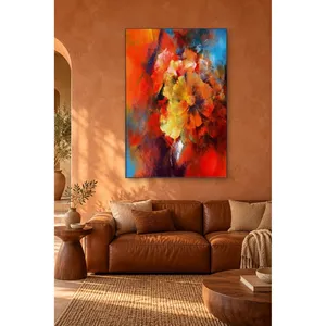 Fida Red Orange Abstract Flower Bouquet <b>Canvas</b> Print - Product Image 1