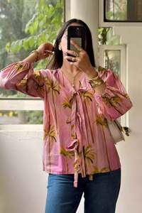 Chemise en coton imprimé classique vintage élégant à la main Designer surdimensionné Regular Fit Blouse | Ensemble de vêtements décontractés et formels - Product Image 3