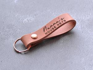 Custom Engraved Leather Keychain Premium Key Fob Loop Keyring <b>Gifts</b> For <b>Dad</b> Grandad <b>Mum</b> LKCN-0015 - Product Image 3
