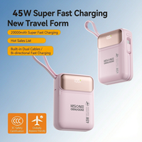 20000mAh 45W PD Pengisian Cepat Kabel Ganda Terintegrasi 4-Perangkat Layar HD Disetujui Maskapai Penerbangan Aman Power Bank OEM MH811