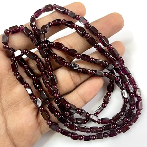 Vintage Handmade Natural Garnet Beaded Necklace with Lobster Clasp <b>Red</b> <b>Beads</b> Wholesale ASP GEMS LT-236(c) - Product Image 3