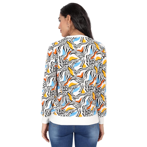 Sweats à capuche et sweat-shirt pour femmes à la mode axés sur l'exportation Premium élégant imprimé col rond Slim Fit sweat pour les femmes pas cher - Product Image 5