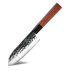 Cuchillo de Chef Santoku de Acero Inoxidable AUS10 Forjado con Mango de Madera Natural Africana Mkuruti, en Oferta - Product Image 1