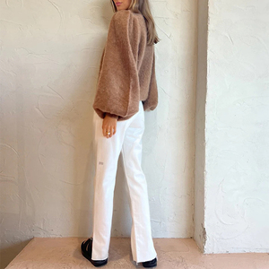 Pulls en laine 100% anti-rétrécissement personnalisés OEM ODM, pulls tricotés à l'avant uni, vente en gros, vêtements d'hiver chauds, mode homme femme - Product Image 6