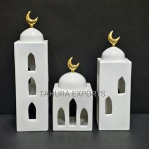 Lanterne de Ramadan Eid en céramique à motifs charmants et magnifiques, porte-bougie chauffe-plat décoratif, ambiance festive et spirituelle, décoration d'intérieur - Product Image 3