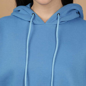 Sweat-shirts courts pour femmes de la meilleure qualité, nouveau design tendance, respirant, style à cordon, col à capuche, logo frontal, 100% coton molleton - Product Image 6