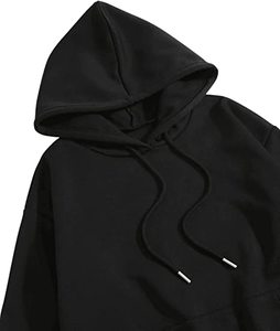 Sudadera con capucha sólida de gran tamaño-Jersey de manga larga con hombros caídos Sudaderas con capucha sueltas - Product Image 5