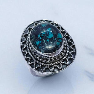 925 Sterling Silver Antique Retro Design Victorian <b>Ring</b> Big Size <b>Turquoise</b> Gemstone Wedding Silver <b>Rings</b> By Direct Manufacturer - Product Image 2