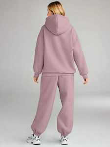 Conjunto de Sudadera con Capucha y Pantalones Deportivos de Invierno de 2 Piezas para Mujer, Talla Grande, Corte Regular, Pantalones Deportivos Casuales con Bolsillos - Product Image 4