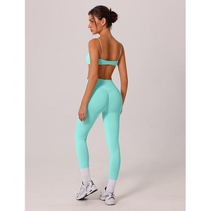 Ensemble de vêtements de yoga pour femmes, haut de sport sans couture, leggings taille haute, extensible, respirant, vêtements de sport - Product Image 5
