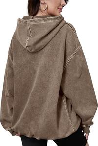 เสื้อฮู้ดผู้ชายแบบสวมหัวมีฮู้ดซักกรดพร้อมโลโก้แบบกำหนดเองสำหรับชุดลำลอง - Product Image 2