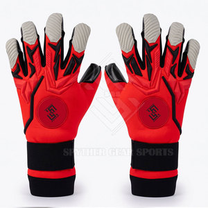 <b>Full</b> Finger Soccer Goalkeeper Gloves Leather Lightweight Flexible Design Non <b>Slip</b> Palm Adjustable Wrist Hook & Loop Closure - Product Image 4