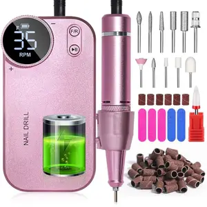 35000 tr/min Portable électrique perceuse à ongles manucure Machine pour acrylique Gel vernis ongles ponceuse Rechargeable Nail Art Salon équipement