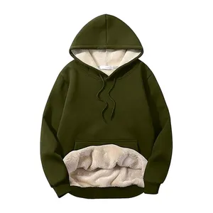 Sudadera con capucha forrada de Sherpa de lana informal para hombre 2024, Jersey cálido de invierno, Sudadera con capucha, proveedores de alta calidad en Pakistán