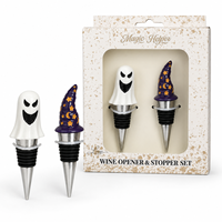Coffret Cadeau Sorcier Fantôme d'Halloween – En Stock, Faible MOQ, Vente en Gros, Accessoires de Fête et de Bar, Ensemble de Bouchons de Bouteille de Vin