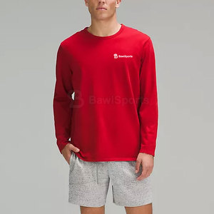Camiseta de manga larga de fitness personalizada para hombre Camiseta de cuello redondo de algodón 100% de peso pesado Ropa de fitness personalizada para hombre - Product Image 2