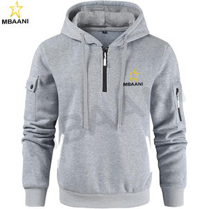Men's <b>Hoodies</b> Casual Pullover Hooded Sweatshirt Long Sleeve Quarter <b>Zip</b> Hoody Tops With Kangaroo <b>Pocket</b>. - Product Image 1