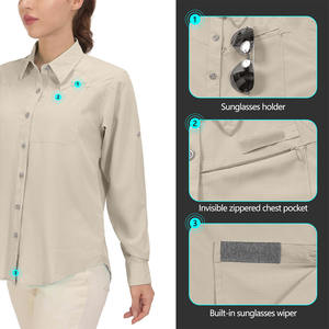 Camisas de Pesca de Alto Rendimiento, Tejido de Poliéster y Elastano, Estilo Urbano, Color Sólido, Camisas de Pesca para Mujer - Product Image 4